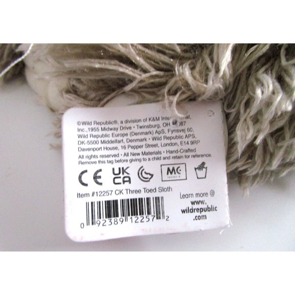 Wild Republic Cuddlekins Three-Toed Sloth 18" - Plush Stuffed Animal - New W Tag - Picture 8 of 10